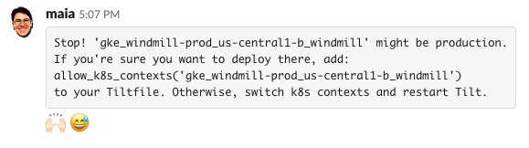 Slack messages from the Tilt team about this feature