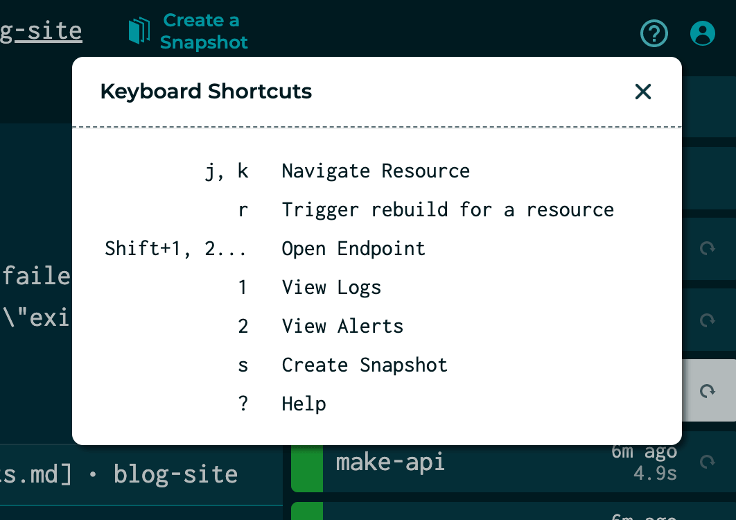 Keyboard shortcuts modal