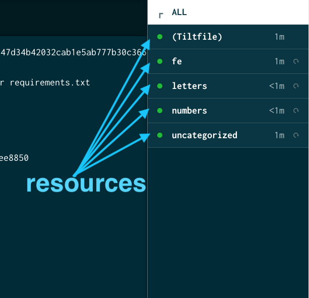 resources in the sidebar of the Tilt UI