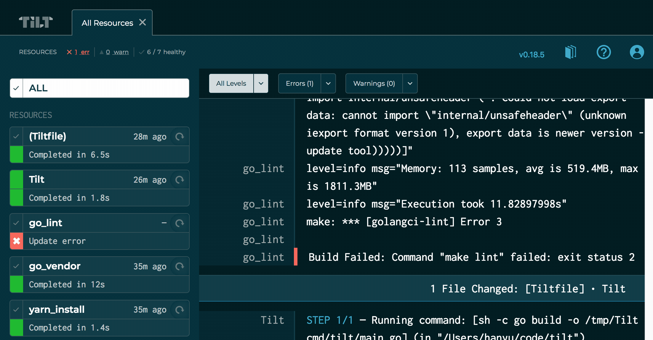 Resource View - log speed